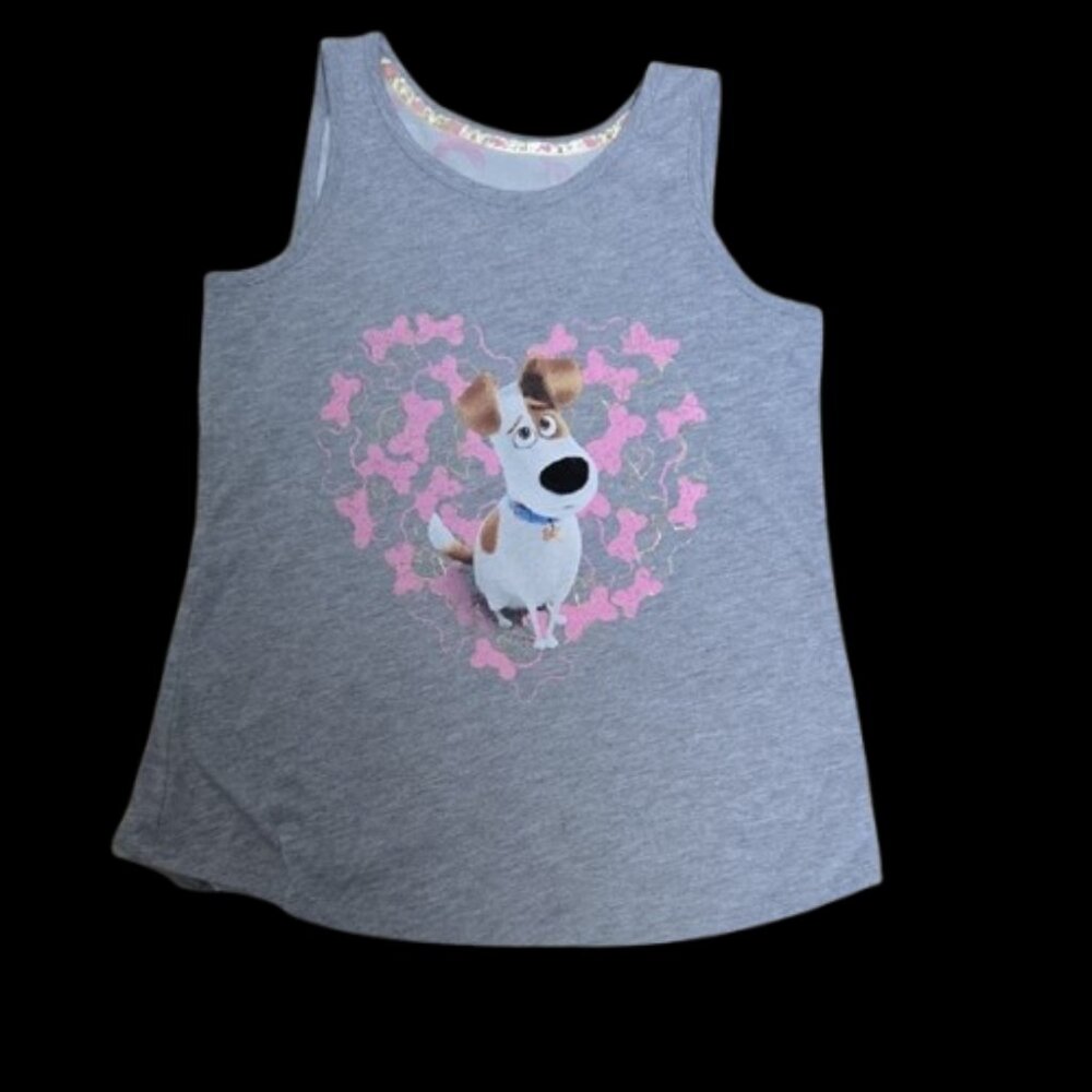 Secret Life of Pets Gray Kids Tank Top with Cartoon Dog Print